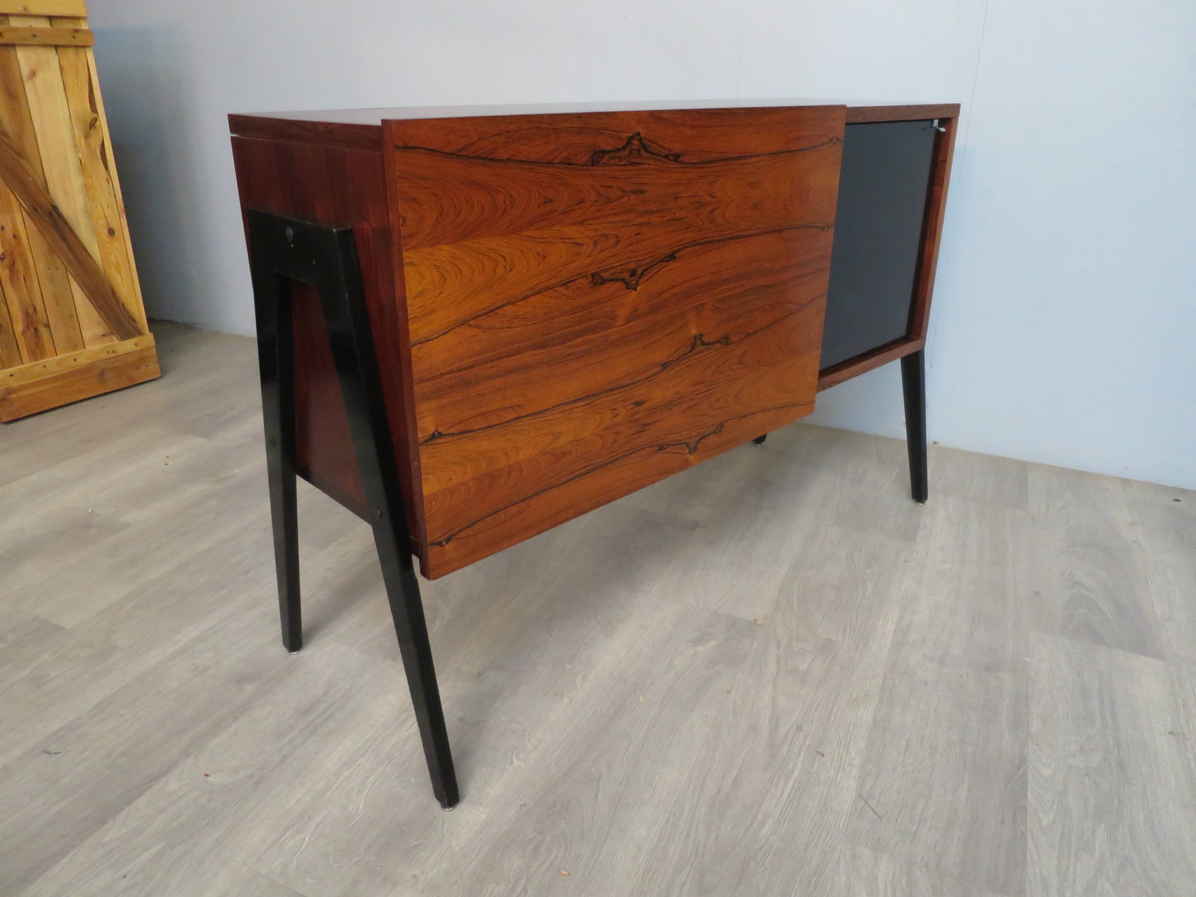 Small rosewood bar lounge sideboard with compass legs