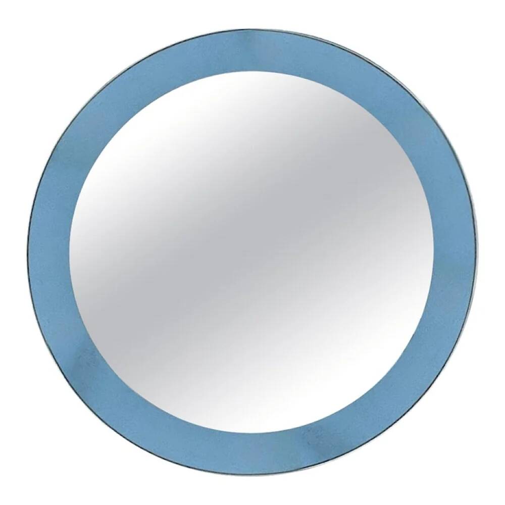 Blue glass wall mirror, Italian, circa 1960s-1970s.