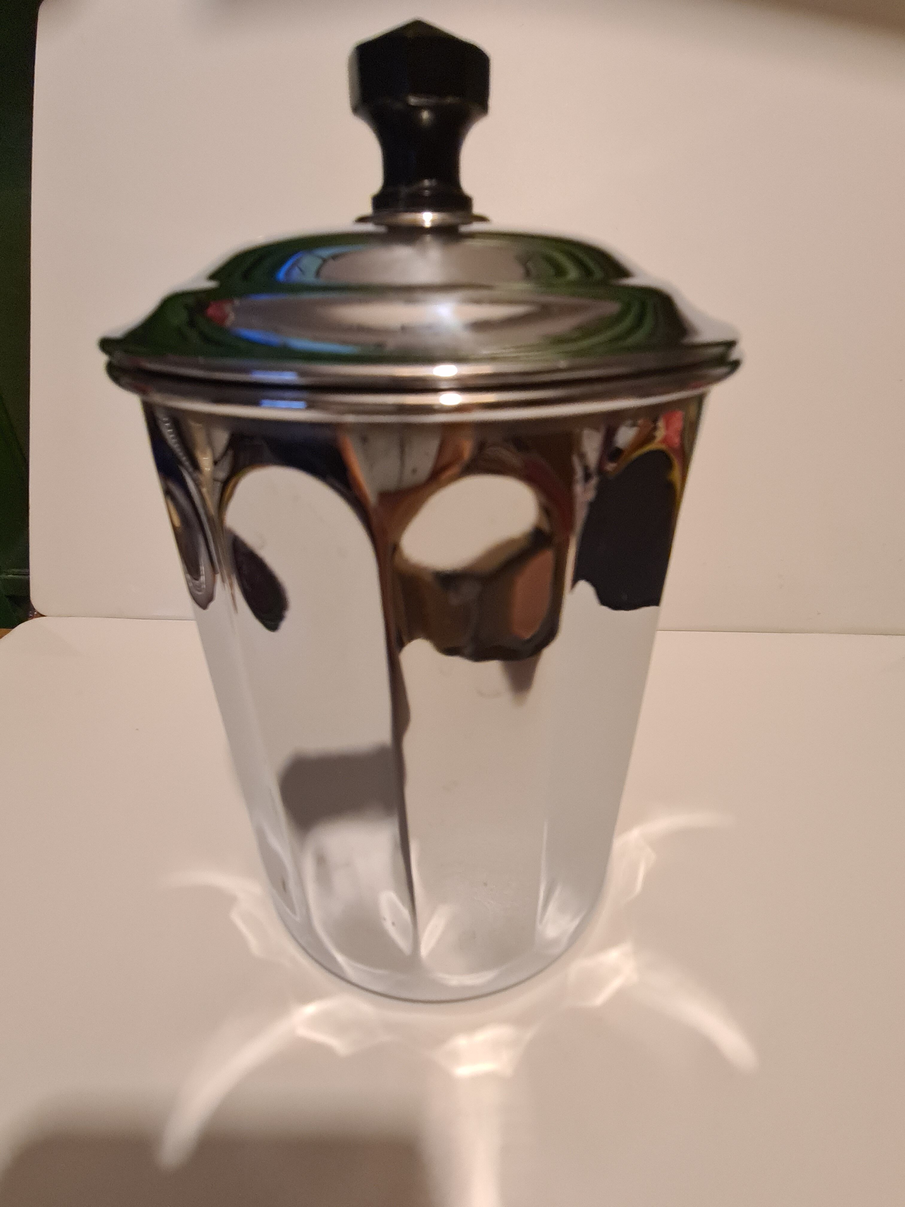 Coffee pot in chromed copper trademark