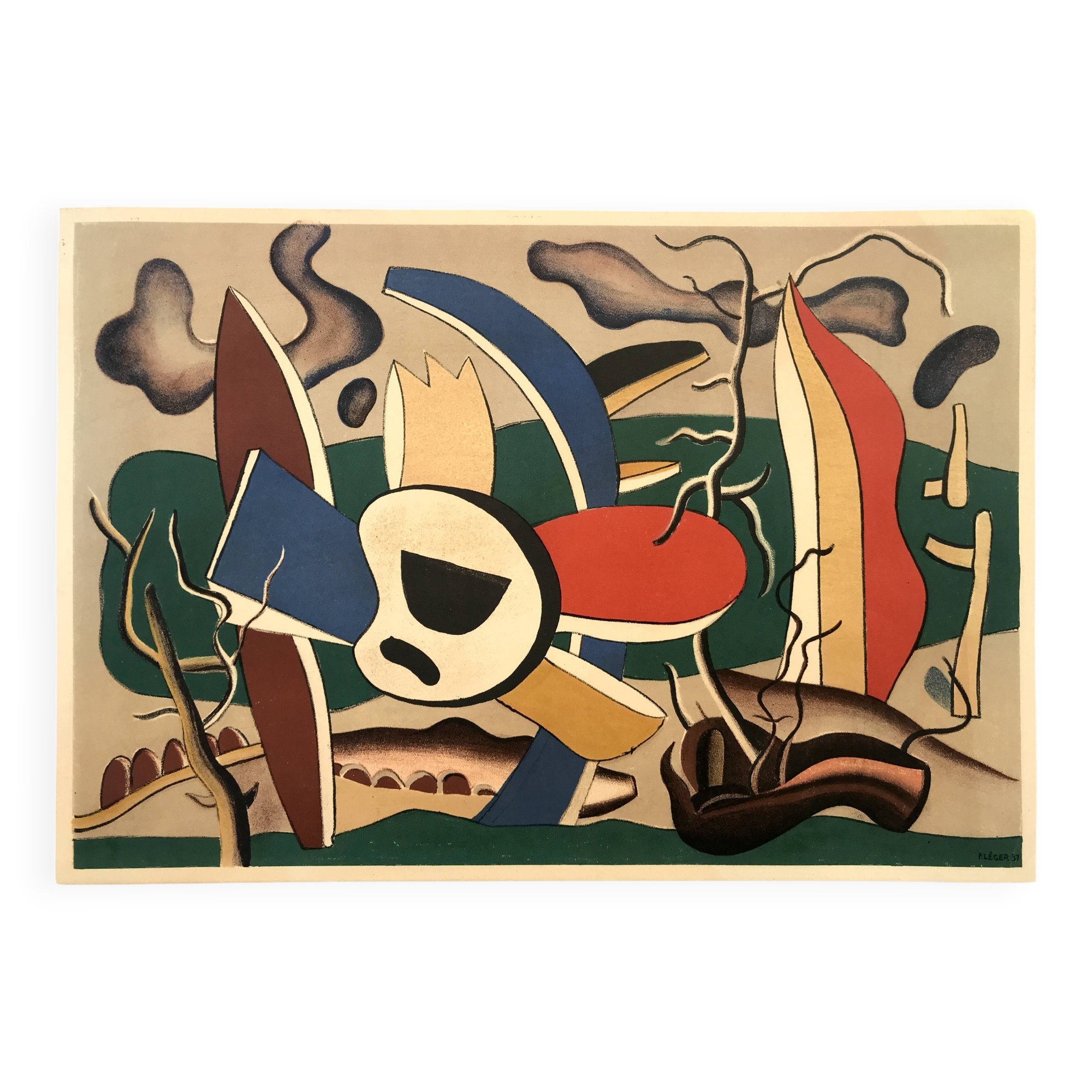 Fernand LEGER, Flowers and Butterflies, 1945. Original lithograph Mourlot.