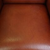 Set of 2 cognac-colored cowhide Art Deco design armchairs