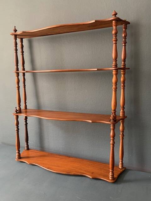 Large old wall shelf in turned wood, Napoleon III / XIXth era