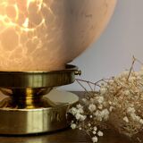 Vintage globe table lamp in pink Clichy glass