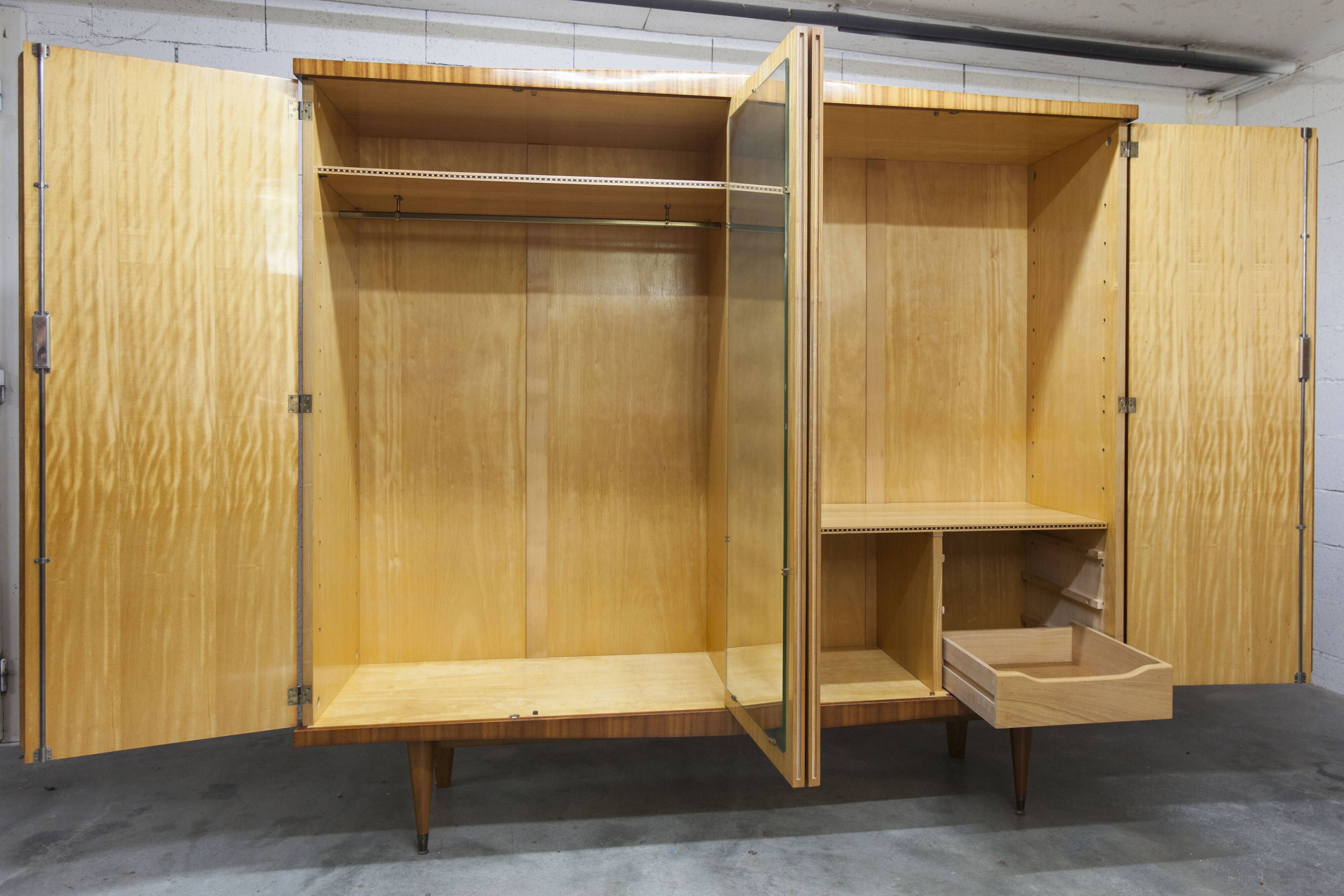 1960 Scandinavian wardrobe, atypical blond wood varnished, 4 doors 3