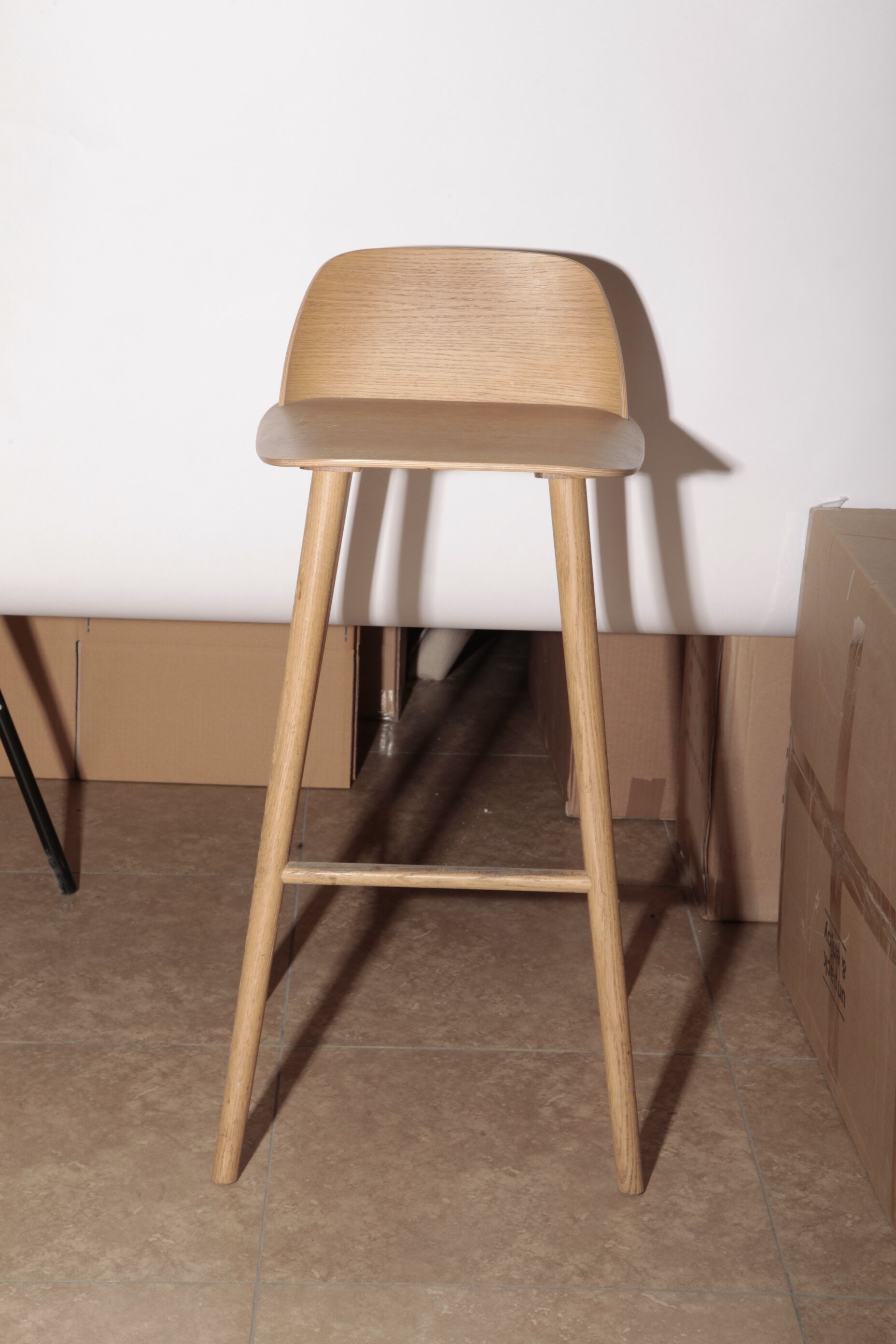 Oak seating height stool 75cm