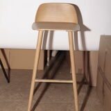 Oak seating height stool 75cm