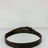 Miroir cerclage cuir artisanal
