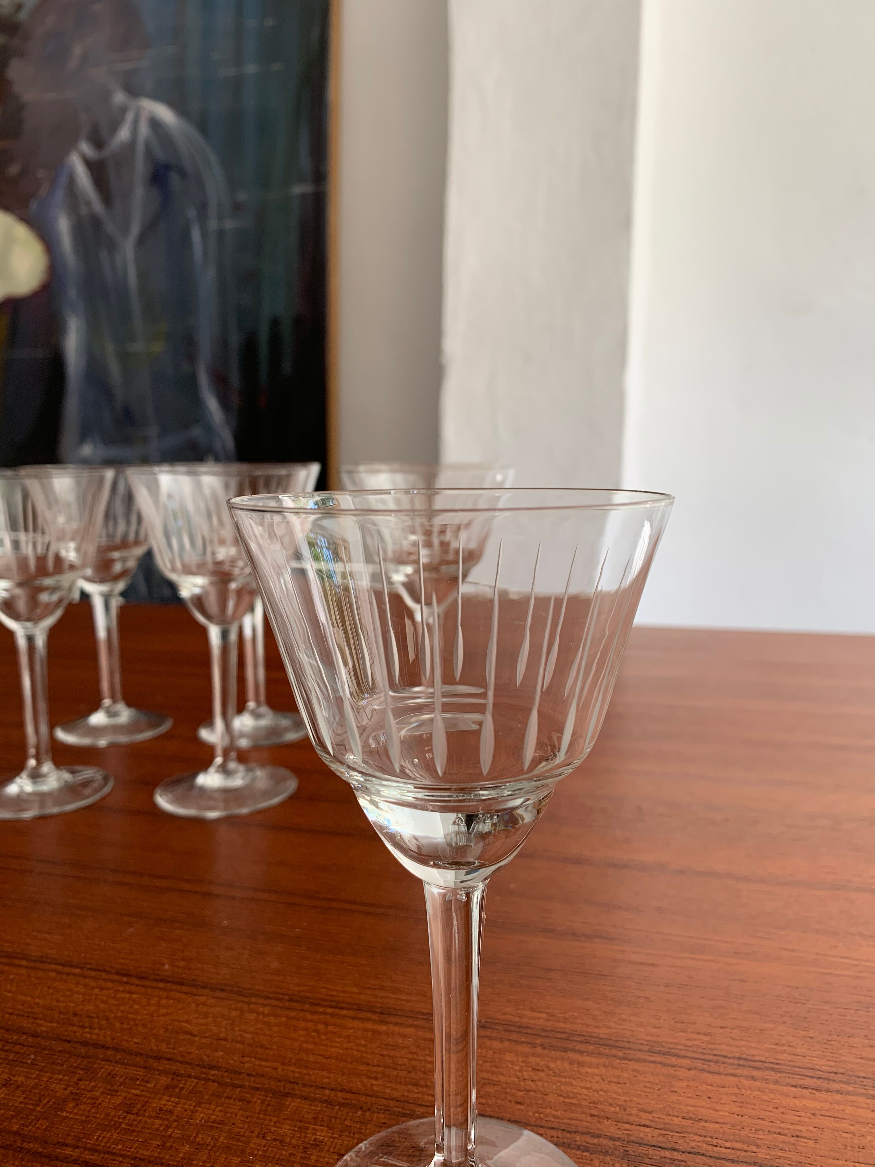 Service 8 glasses of crystal wine art deco