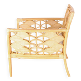 Paire de fauteuils en rotin à motifs d'éventails
