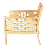 Pair of rattan armchairs with fan motifs