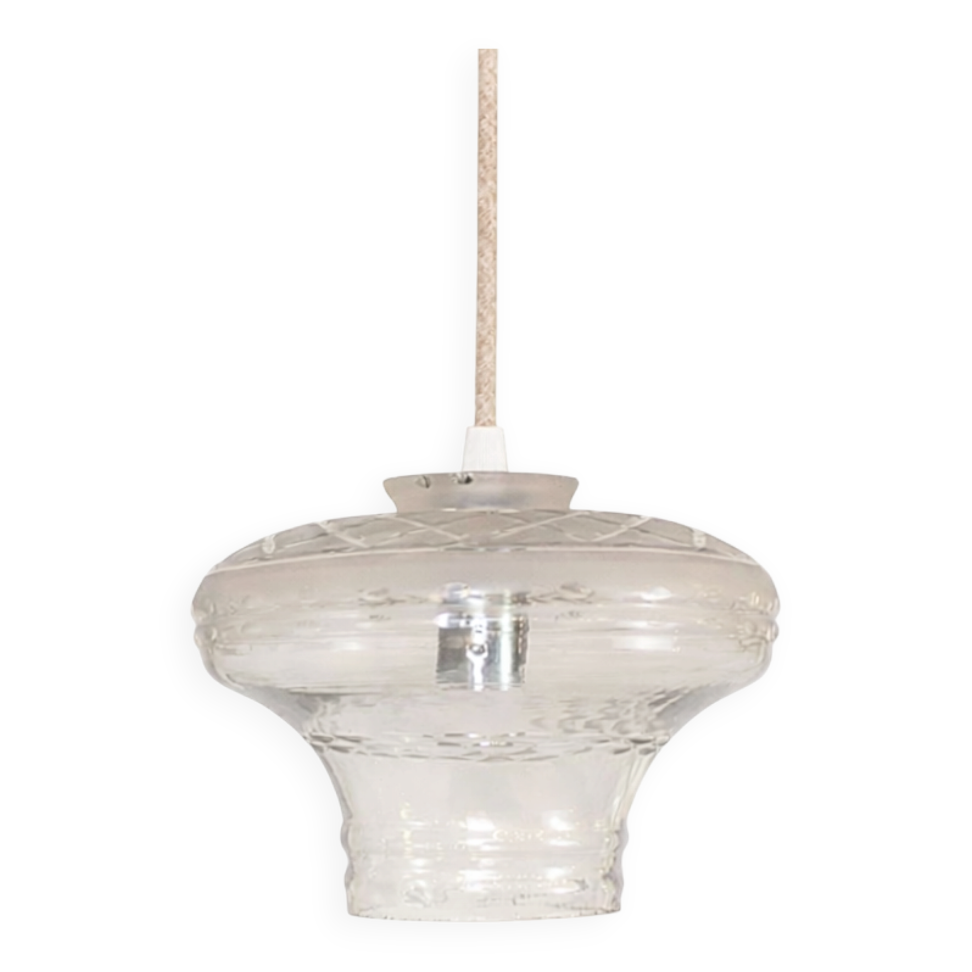 Lampe suspendue Art Déco en verre taillé