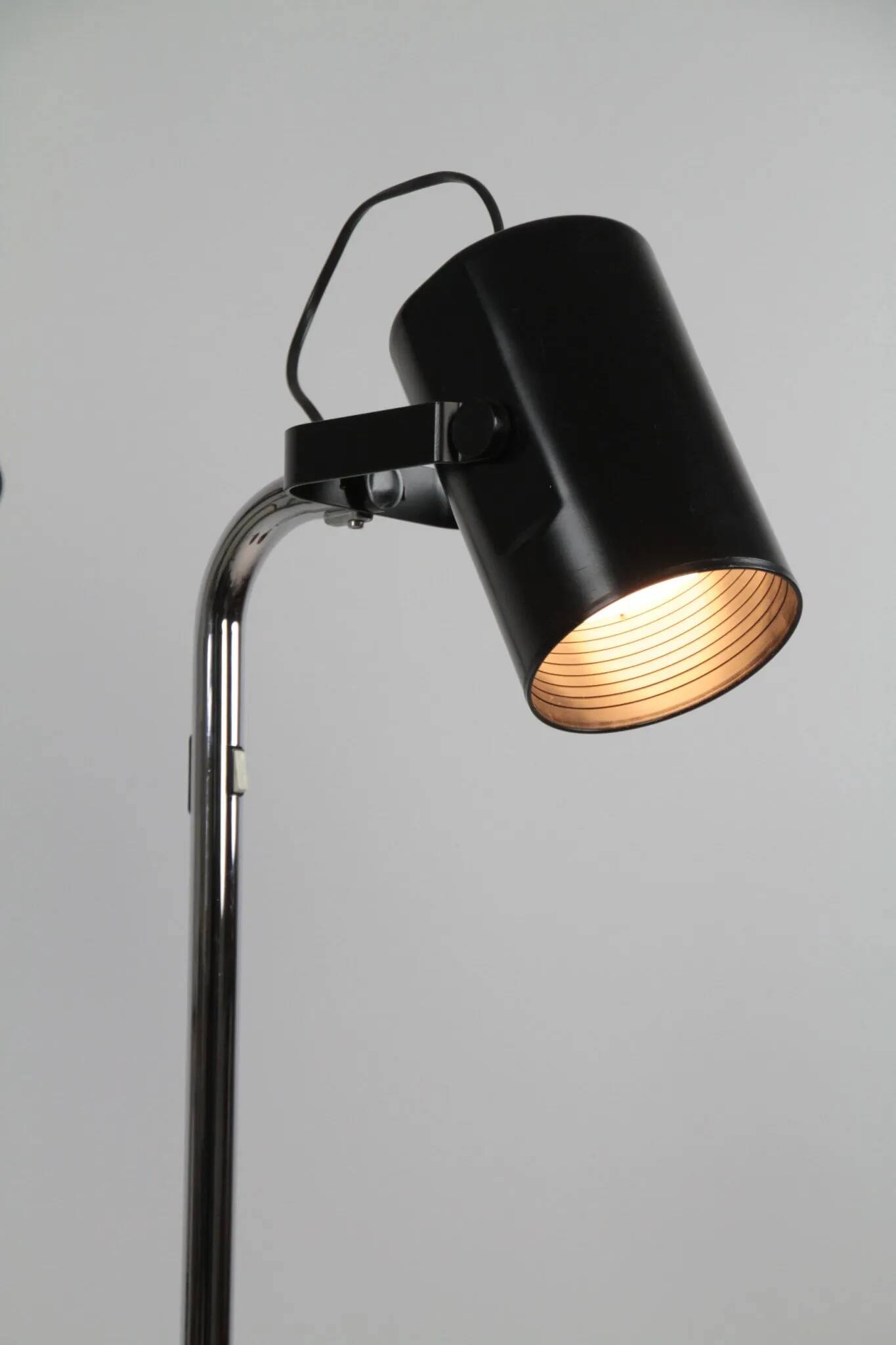 Pair of Black and Chrome “Orion” Floor Lamps by Per Sundstedt for Ateljé Lyktan, Sweden, 1960s