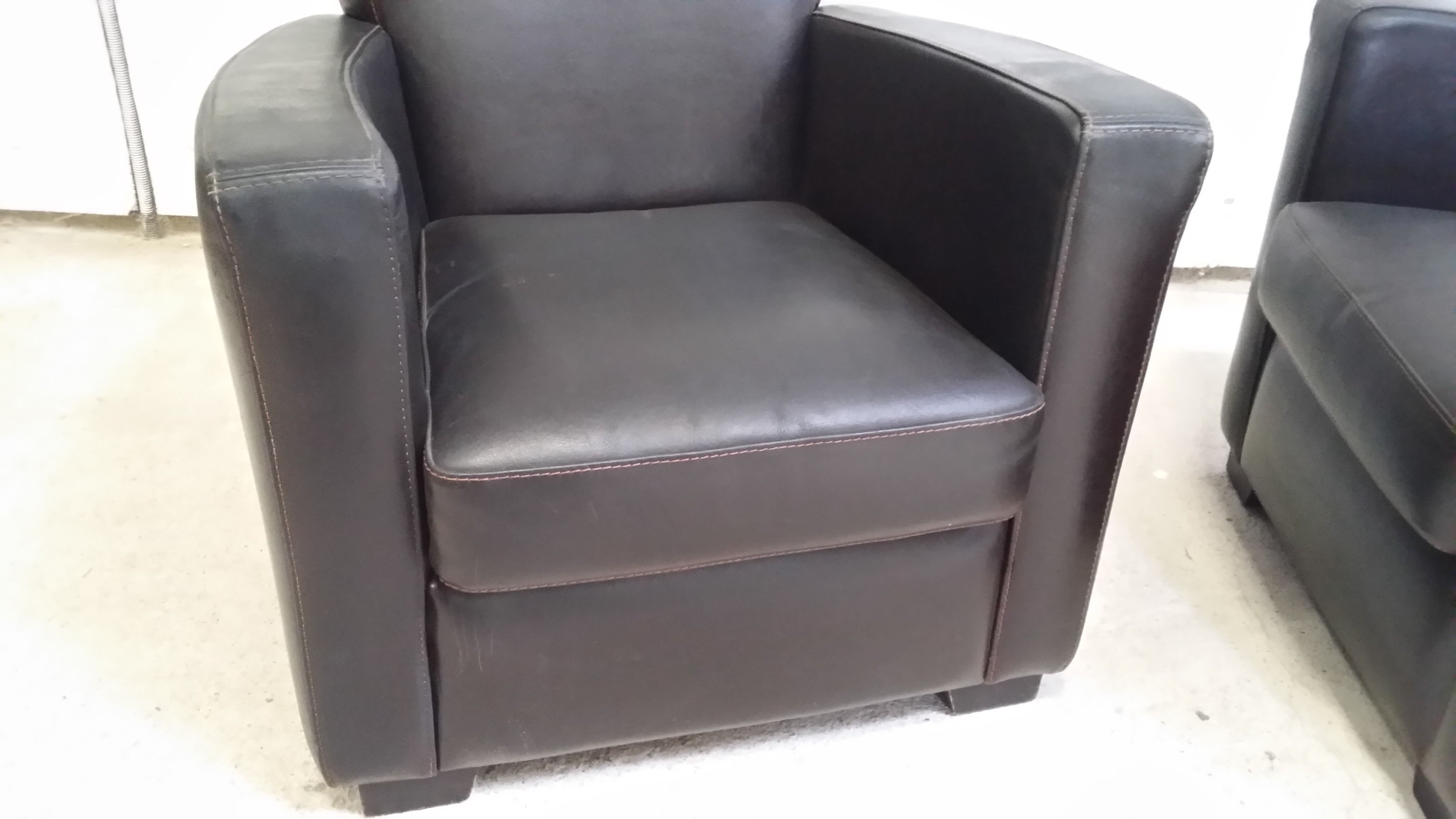 Pair of leather club armchairs