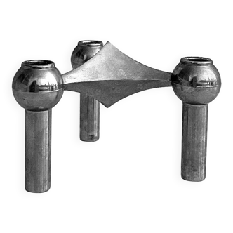 Bougeoir design Stoff Nagel en métal chromée véritable, Danemark 1960
