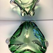 Green Murano glass ashtray/trinket dish from 1970.