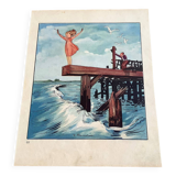 J.Touchet Illustration signed / The dive