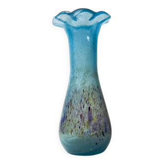 Vase en verre moderne vintage Budveszel Gyula Hongrie années 1990