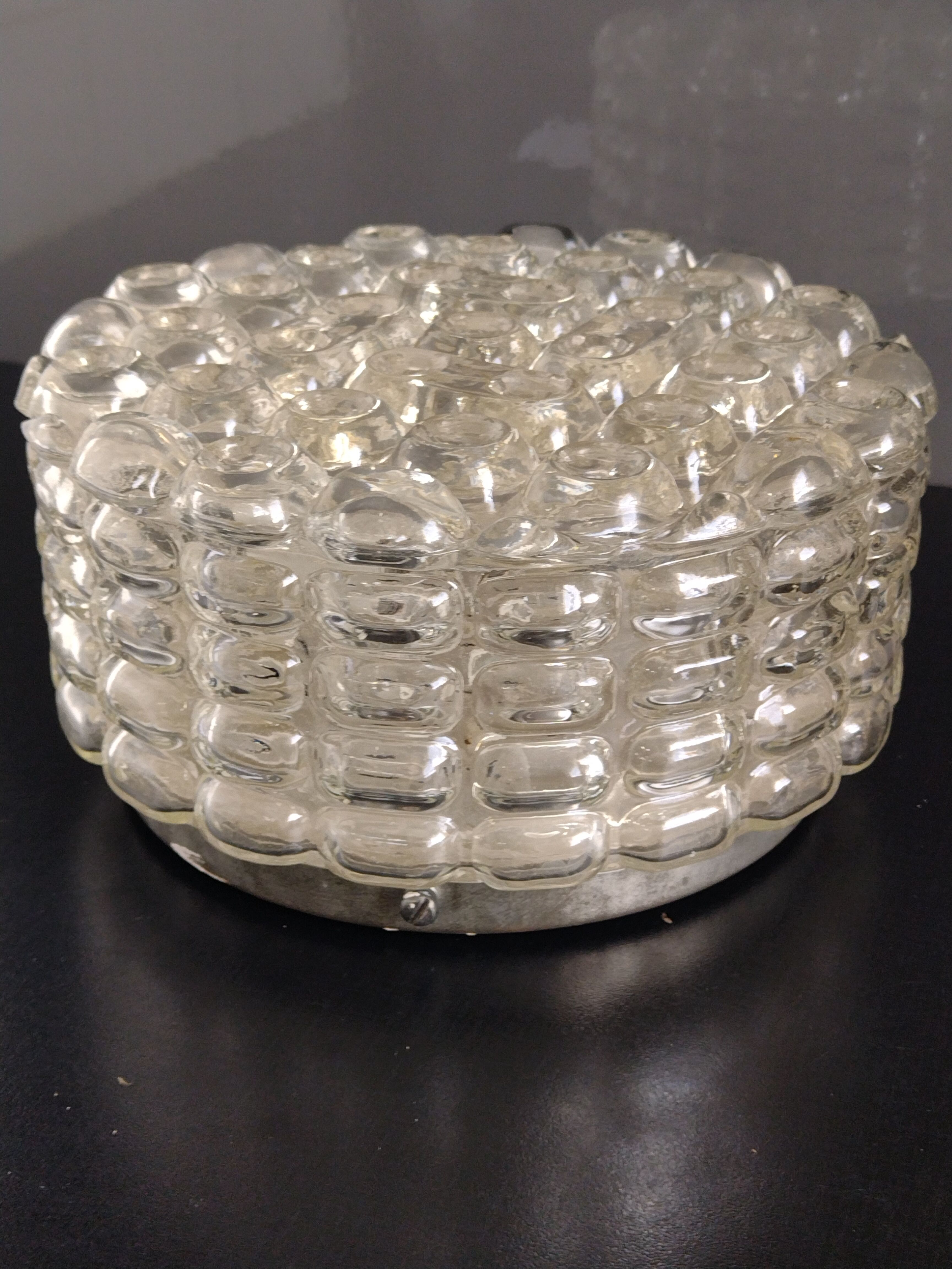 Ceiling lamp / wall lamp vintage molded glass 1970