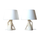 Pair of white ceramic lamps, 50s