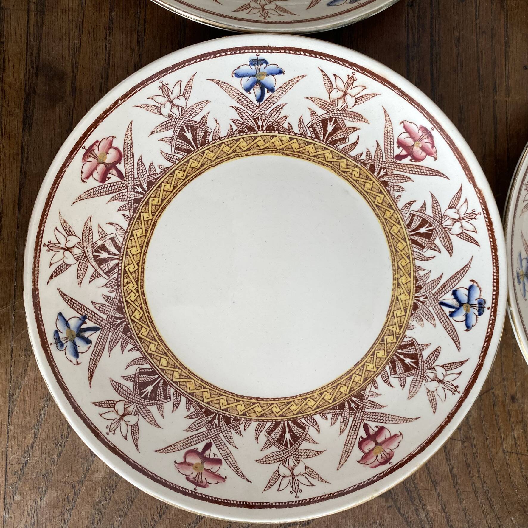 Tea cups and saucers in Sarreguemines ironstone "Derby"