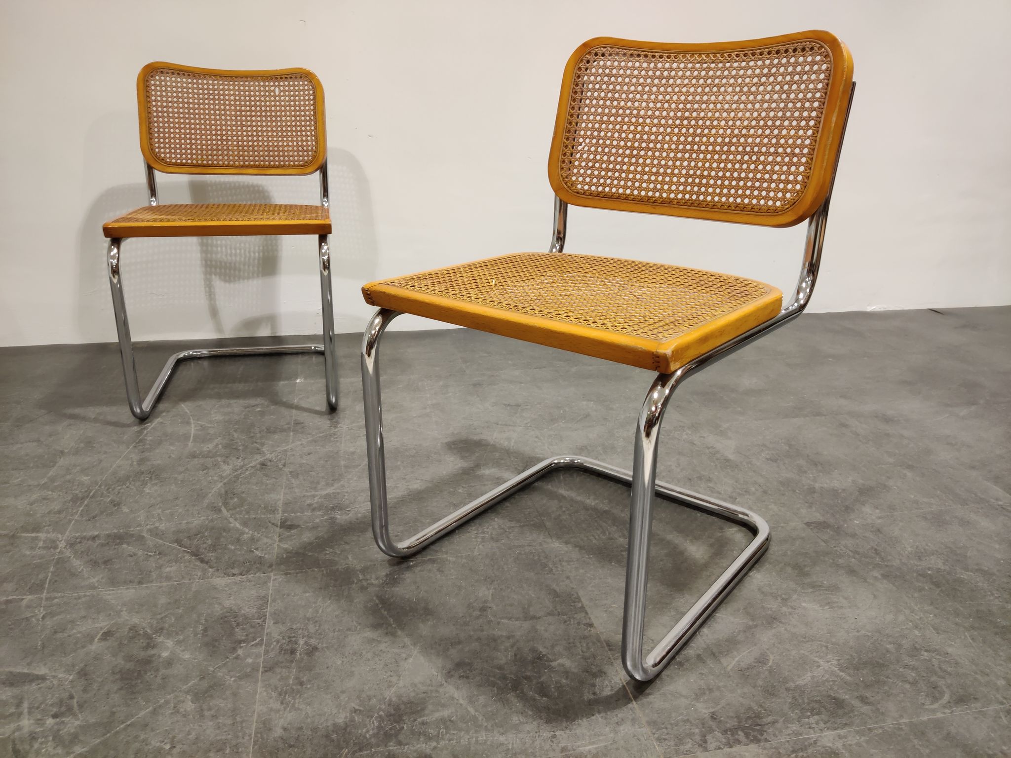 Set of 4 Cesca chair by Marcel Breuer, made in italy, 1970