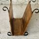 Vintage wooden and wrought iron magazine rack circa 1950s