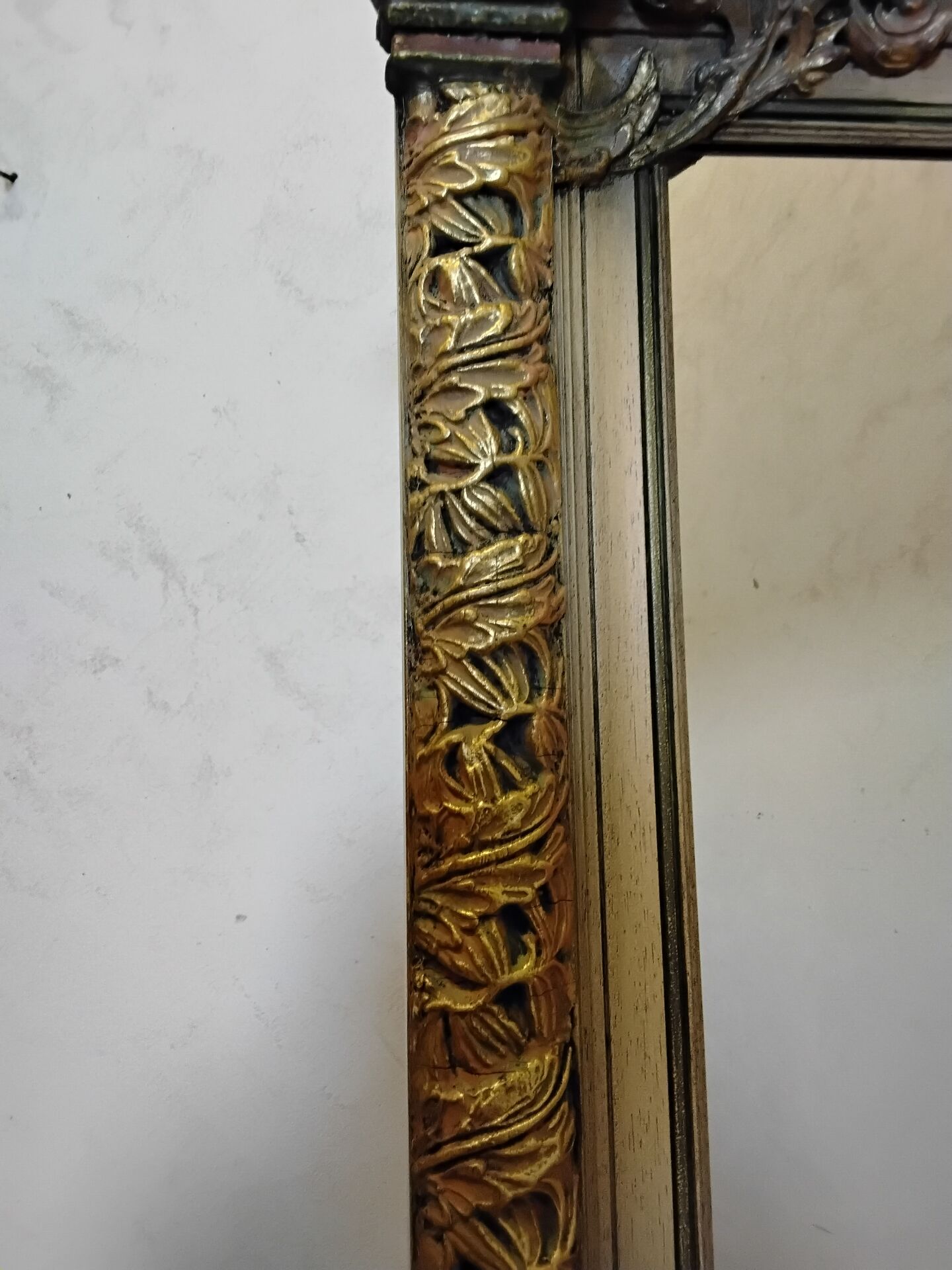 Large antique wooden mirror