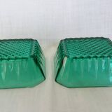 Emerald green glass ramekins Arcoroc, crystal glassware from Arques.