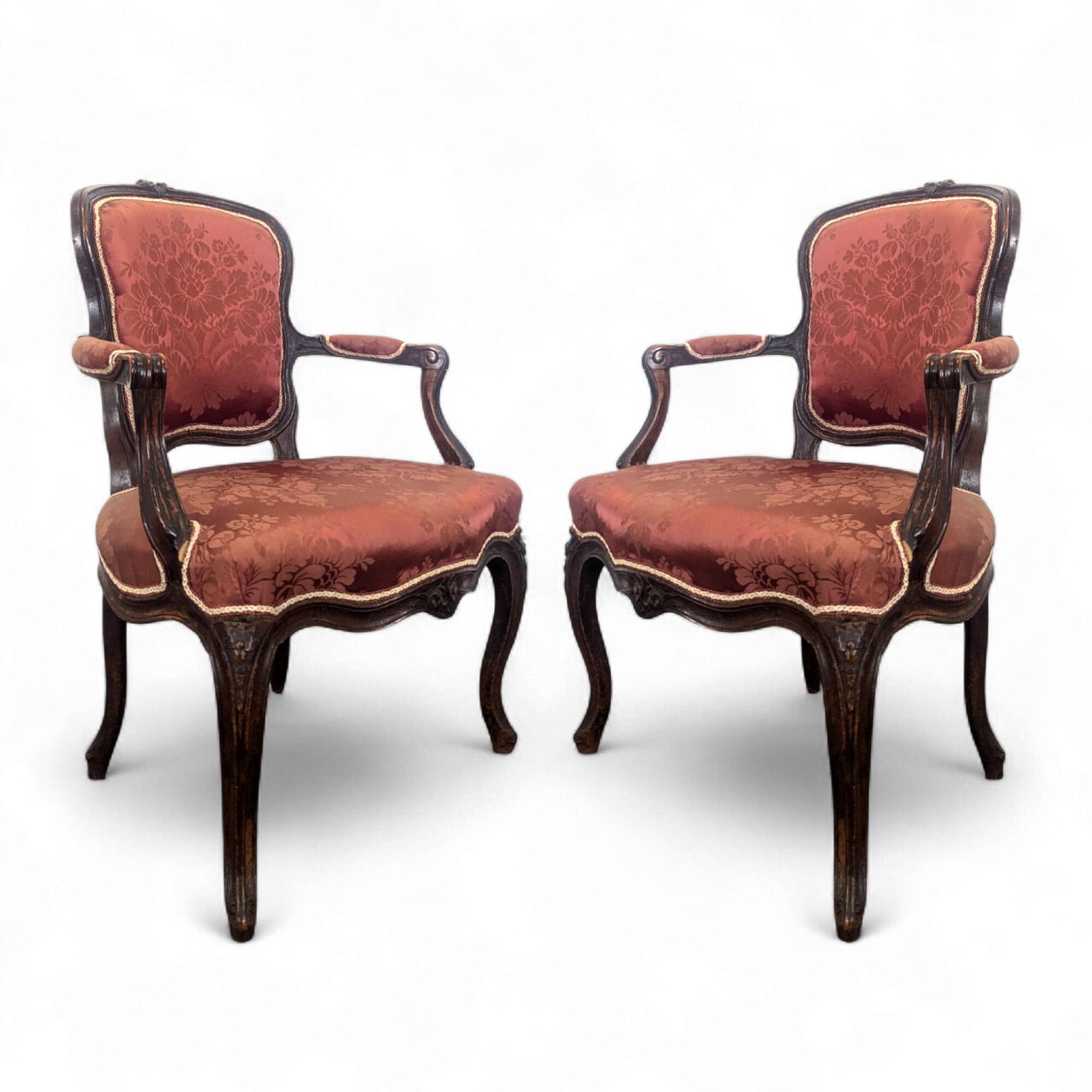 Pair of Louis XV period oak armchairs