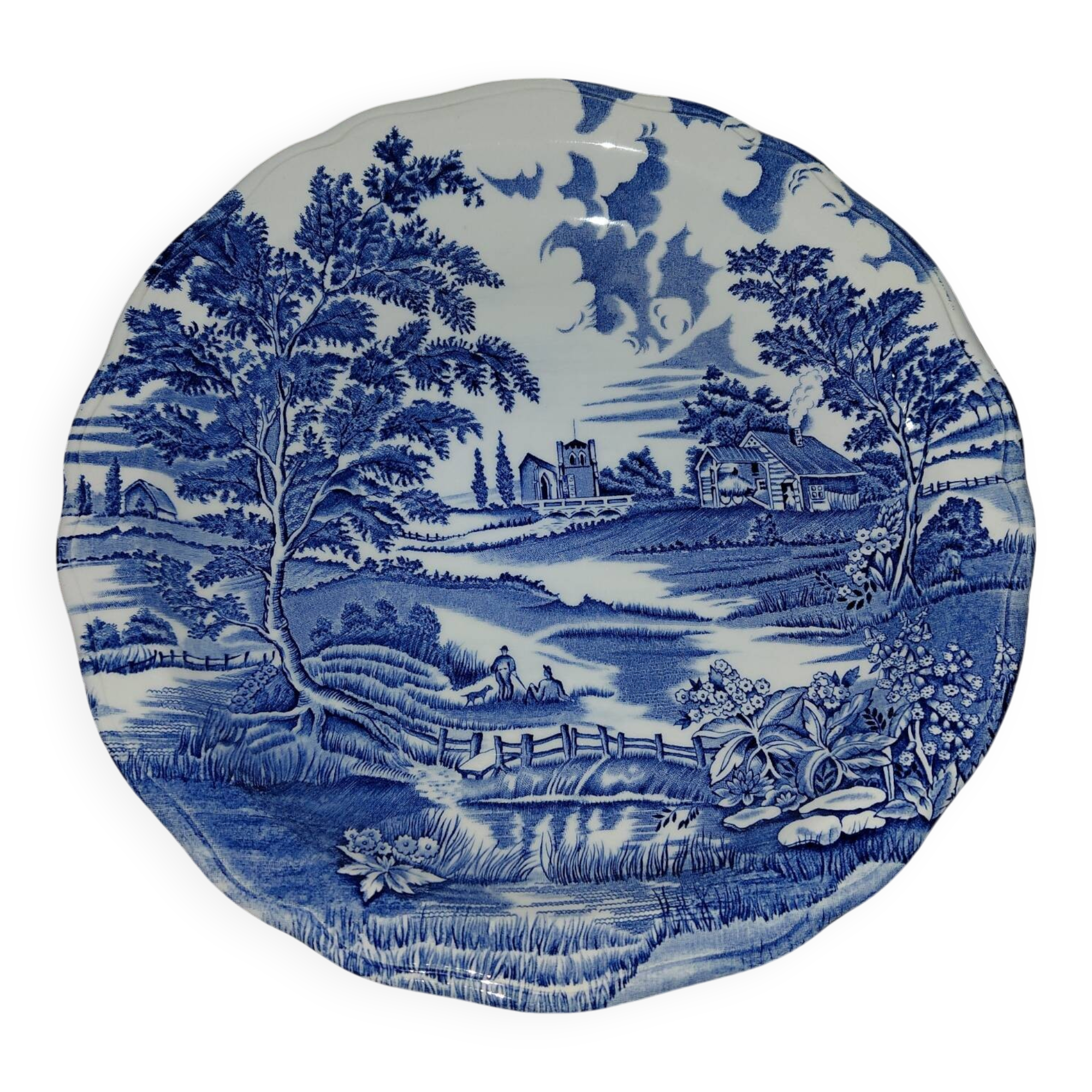 Lunéville porcelain - 28 cm serving plate, blue landscape