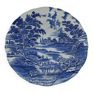 Porcelaine de Lunéville- assiette de service 28 cm paysage bleu