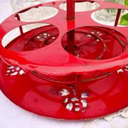 Table condiment server red metal turntable 6 vintage pieces