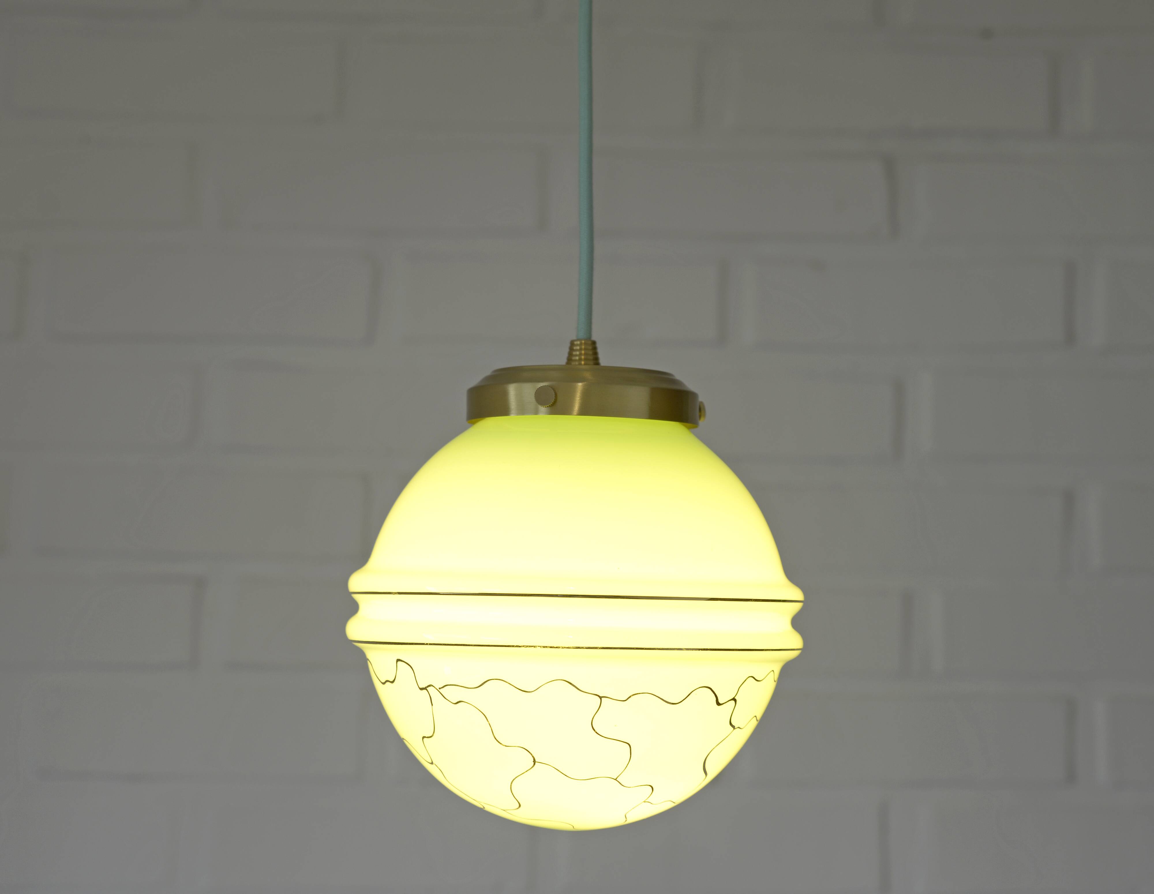 Art Deco Redesign Antique Mint Green Pendant Light Hanging Lamp 1930's