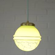 Suspension Art Déco Redesign Antique Vert Menthe Lampe Suspendue Années 1930