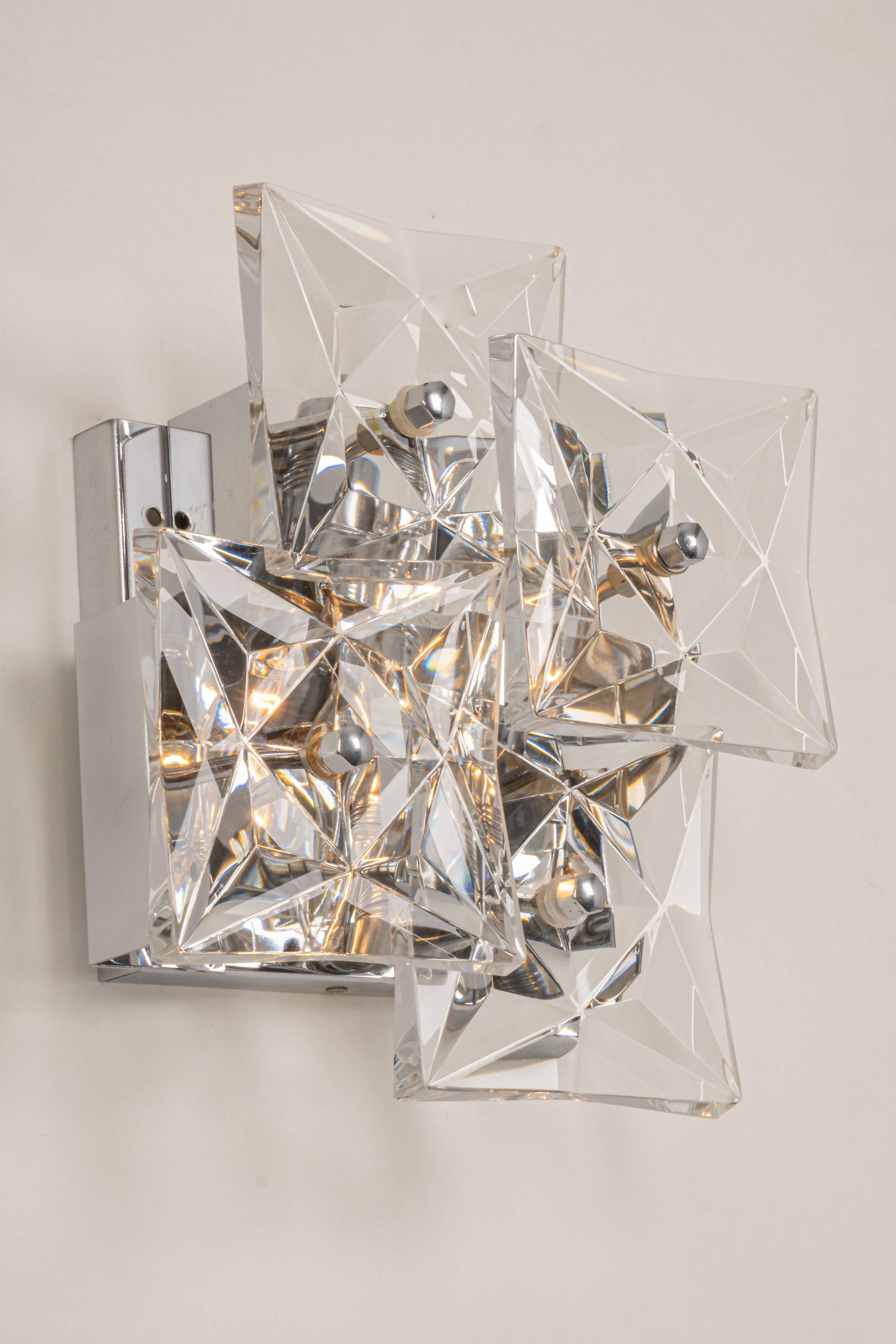 Pair of crystal wall lights by Kinkeldey, Germany, 1970s.