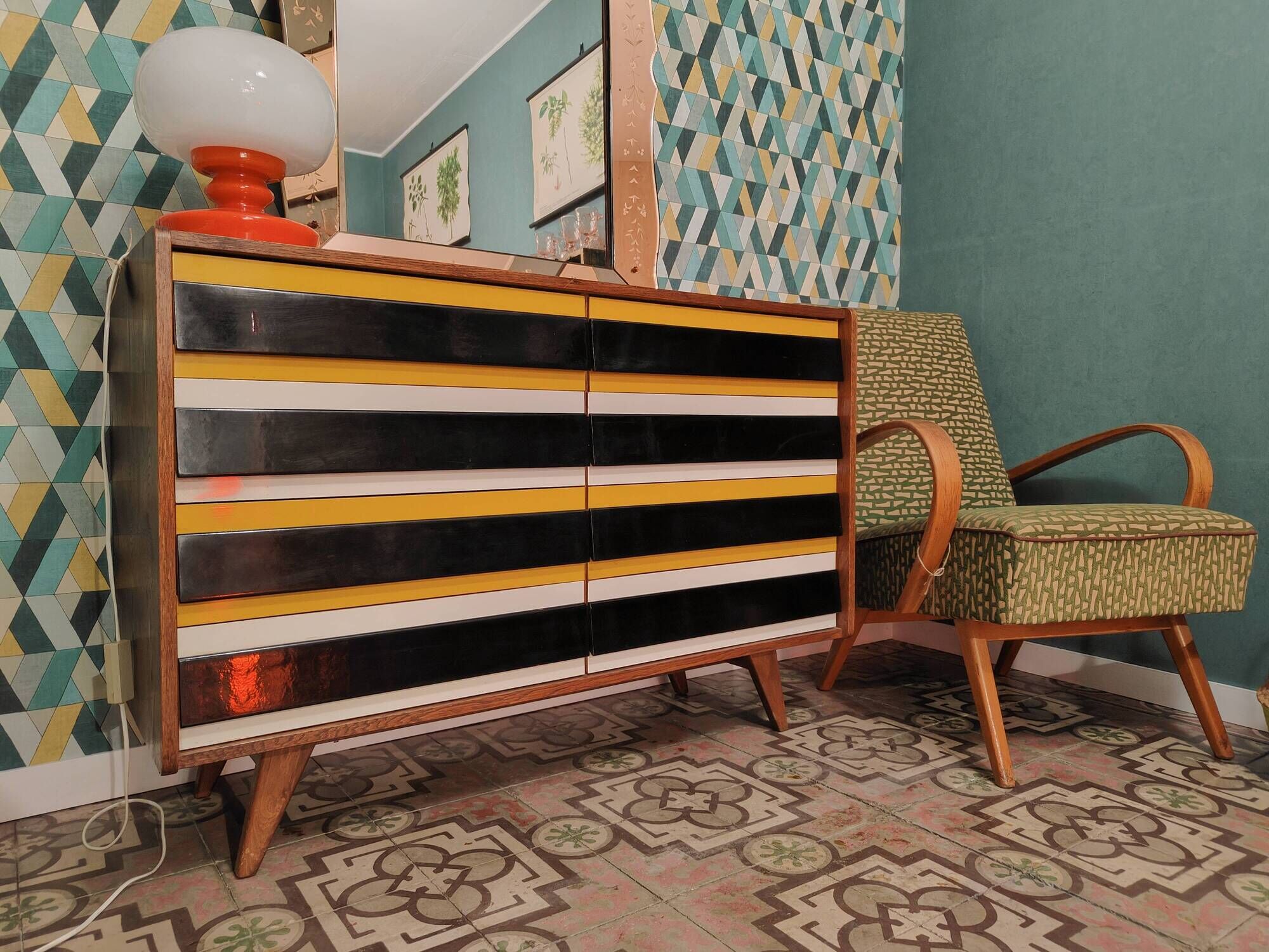 Chest of drawers U 453 Yellow by Jiri Jiroutek for Interier Praha, old edition from 1962