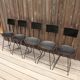 Set of 5 chairs in wood and black lacquered metal