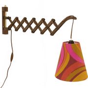 Wall lamp/scissor lamp with new shade from repurposed 1960s printed fabric by Metsovaara . Sweden 19