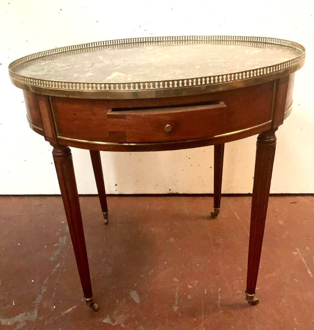 Louis XVI style hot water bottle table in mahogany and 20th century marble