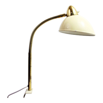 Articulated lamp in brass and beige metal