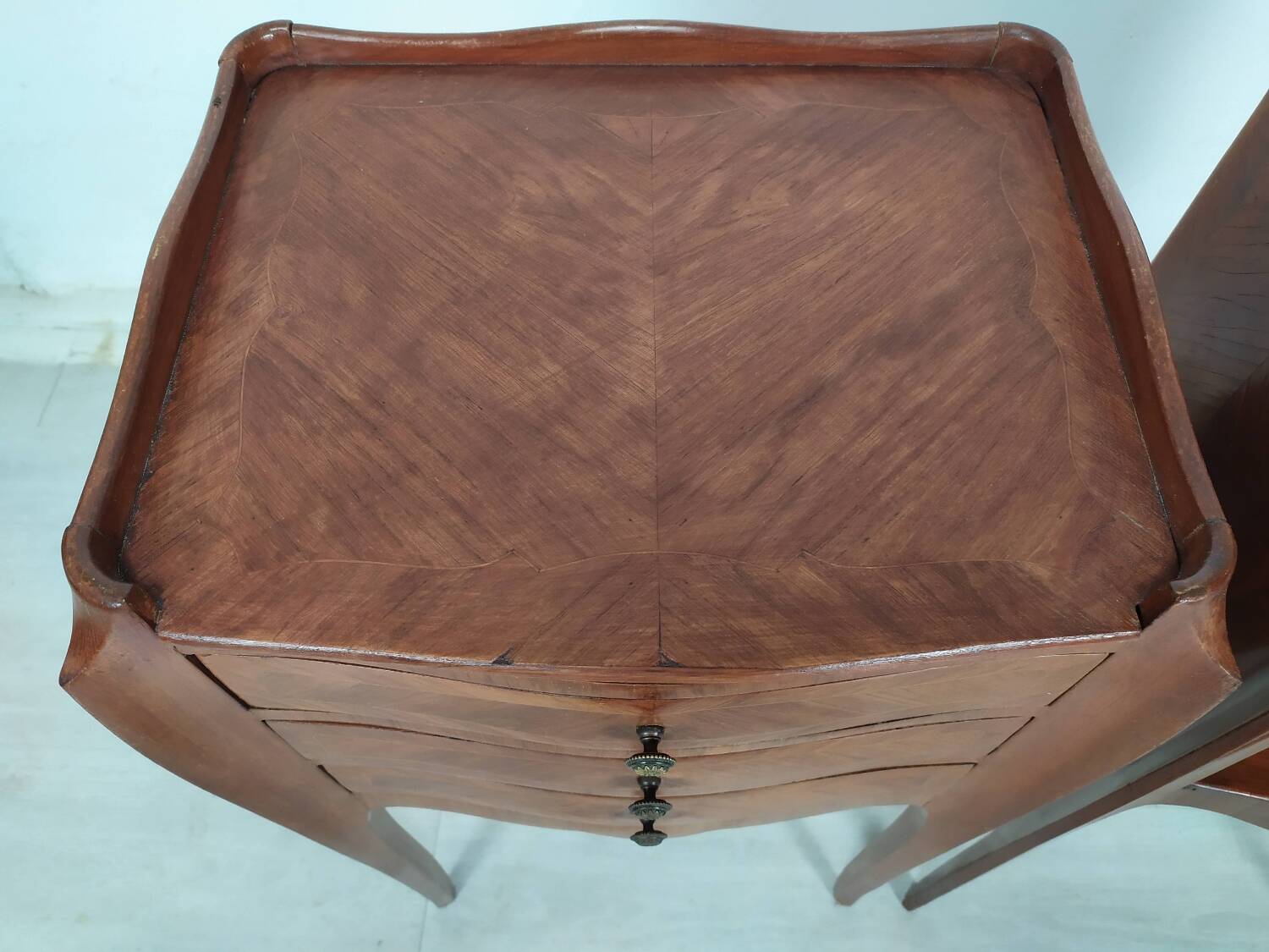 Pair of marquetry bedside tables