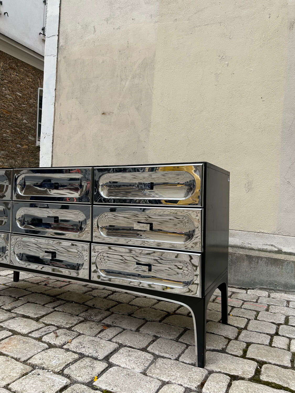 Commode Space Age Chromée par Henri Vallières