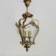 Old lantern with 3 faces, chandelier in gilded bronze and curved glass. Year 60