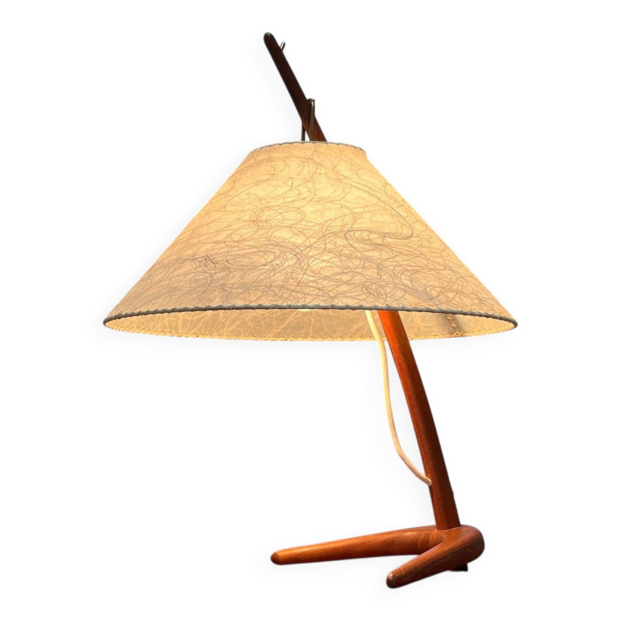 Dornstab table lamp in modern teak from the mid-century by A. Pöll for Kalmar, Vienna, 1950s.