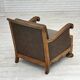 1950s, Danish armchair, furniture wool, solid carved oak wood.