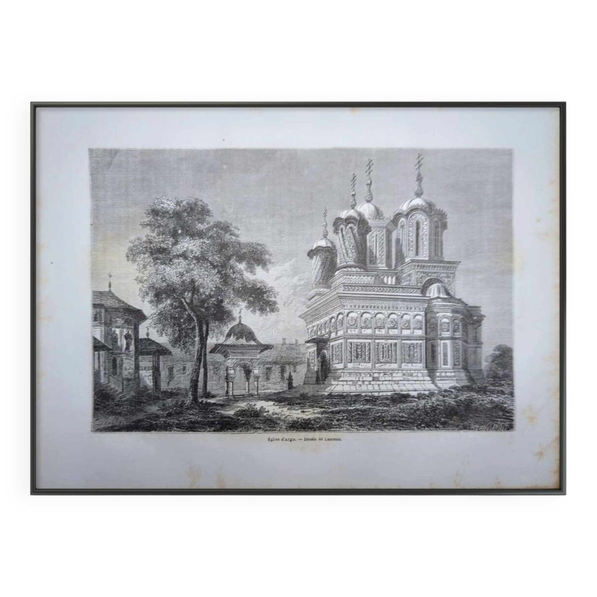 Curtea de Argeș, Romania. Printed illustration from 1866.