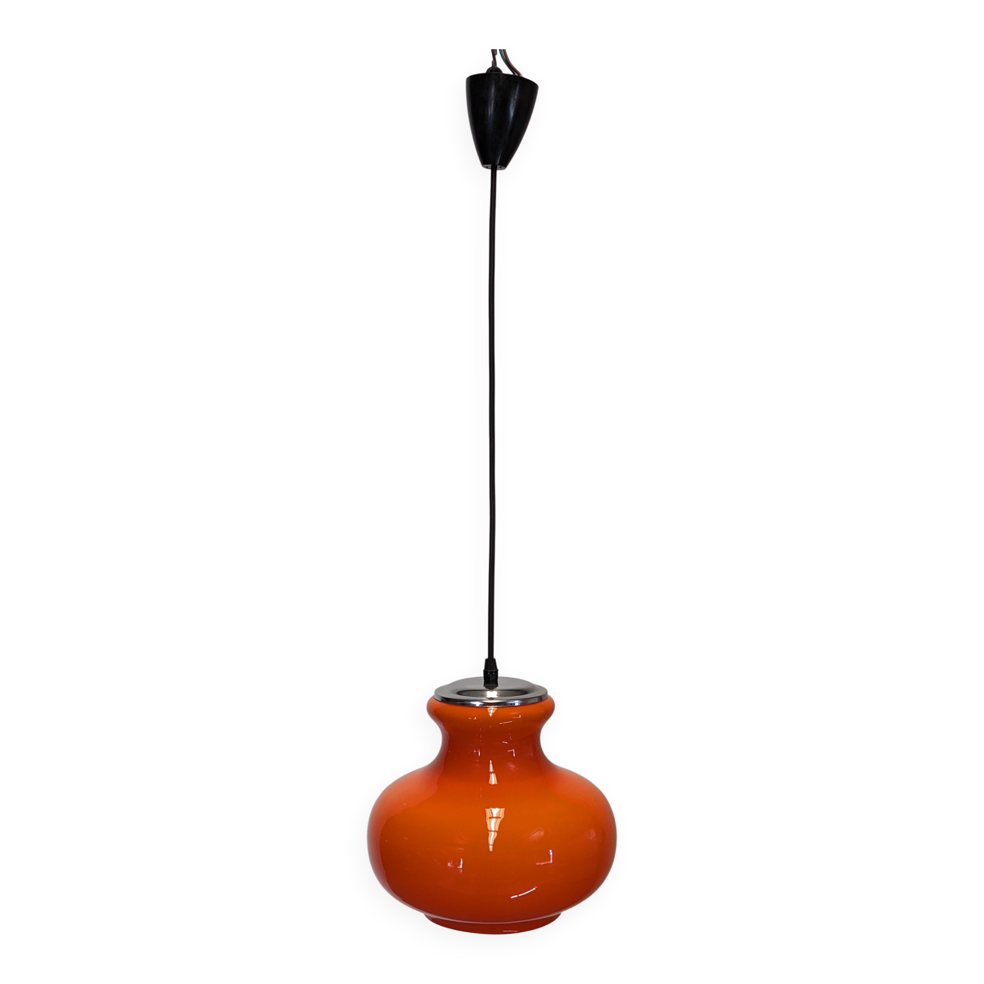 Orange opaline pendant light from the 60s/70s