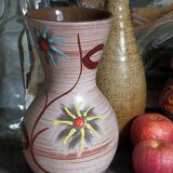 German ceramic vase west-germany with two flowers model n°1256