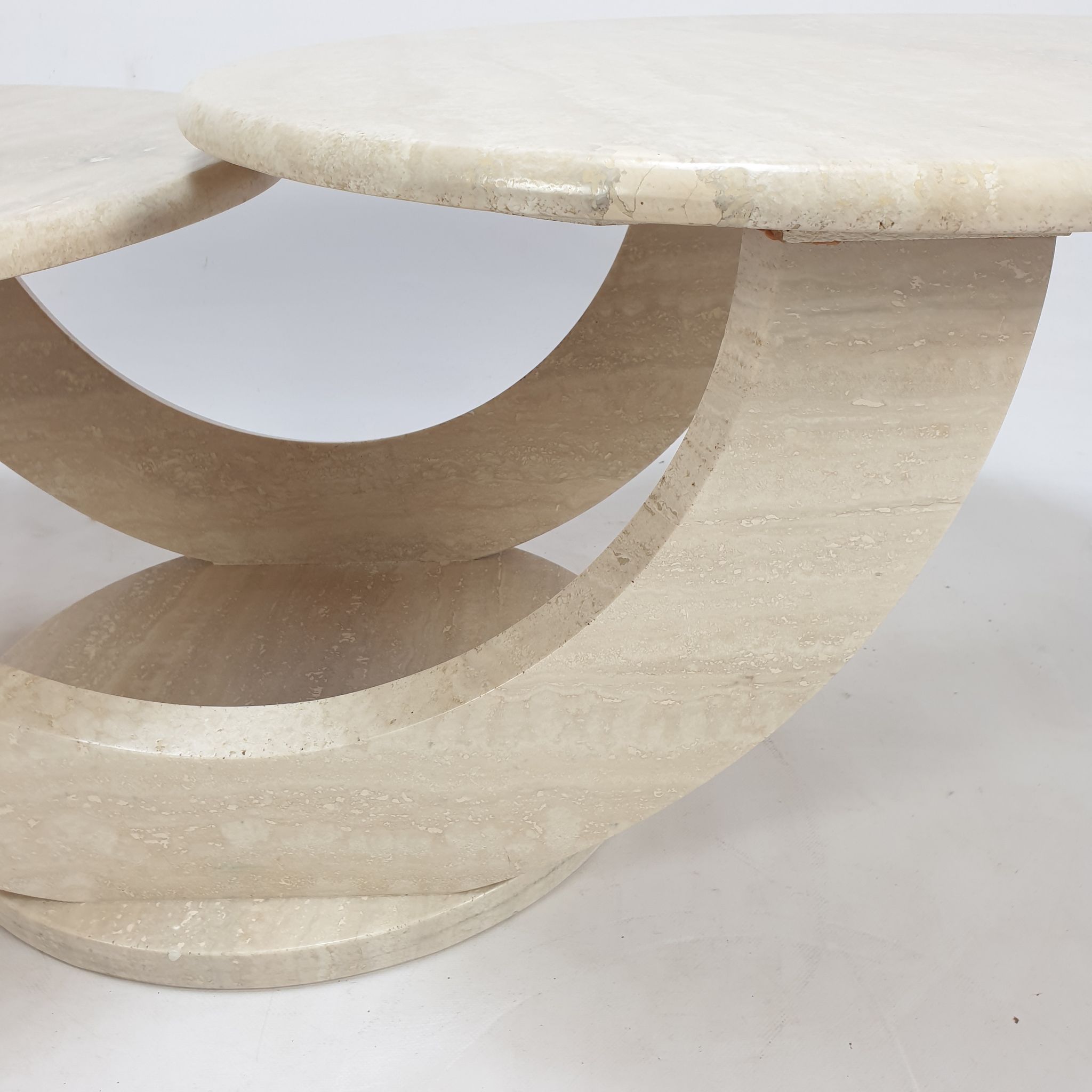 Mid-Century Italian Travertine Coffee Table, 1980s