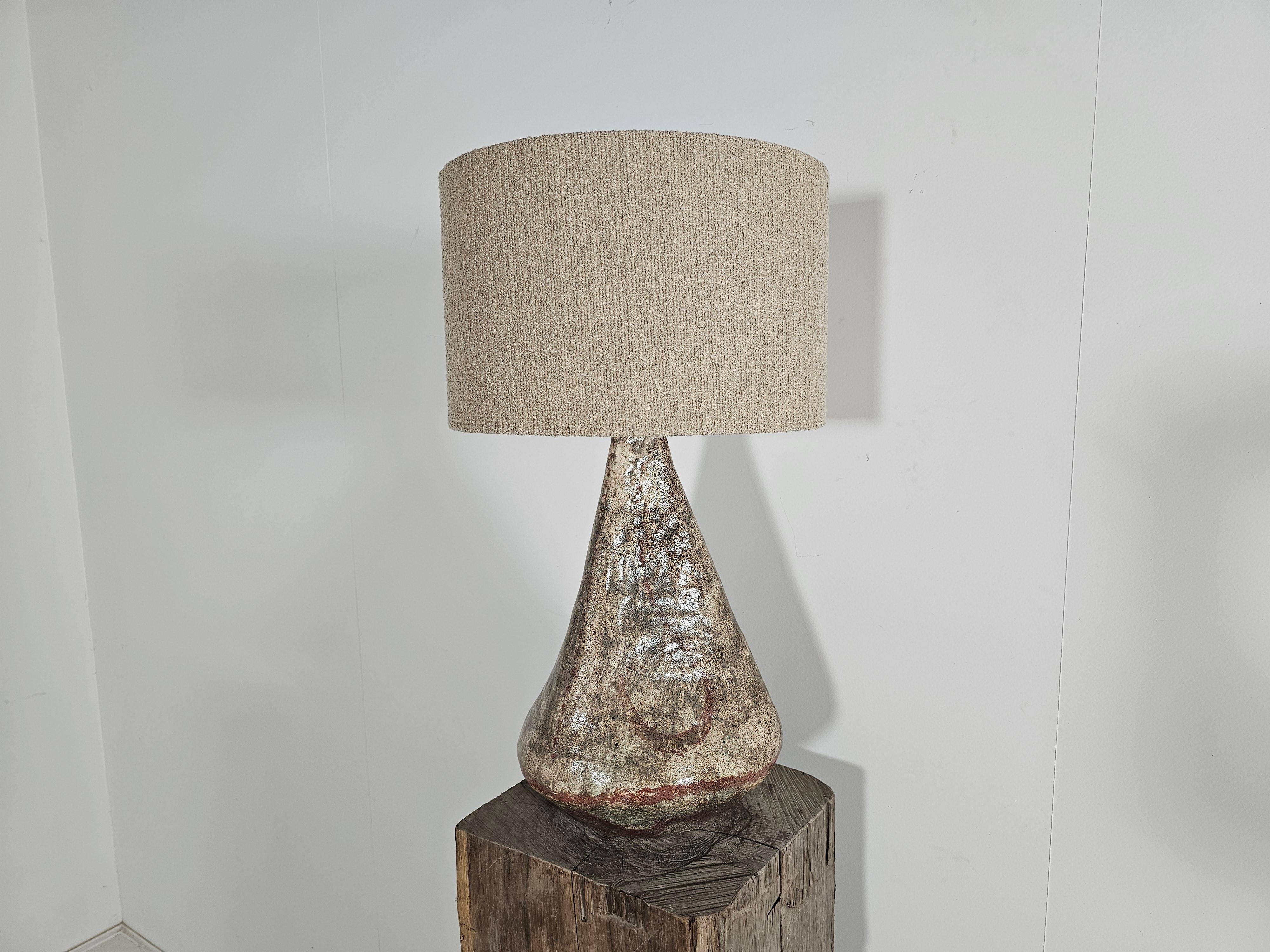 Hand-painted ceramic table lamp in Japanese style, 1970.